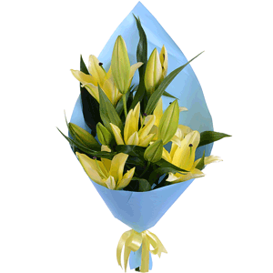 Arrangement of 3 yellow lilies with delivery Yaroslavl