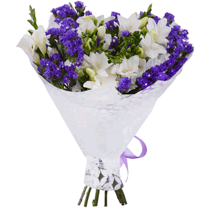 Arrangement of white freesias with delivery Yaroslavl