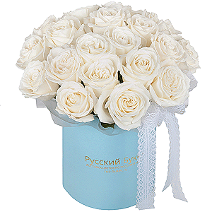 White roses in a hatbox with delivery Yaroslavl