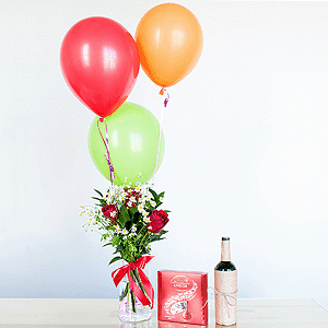 Gift set "Delicate bouquet, sweets, balloons and non-alcoholic wine" with delivery Yaroslavl