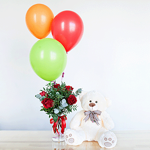 Gift set "Teddy bear, roses and balloons" with delivery Yaroslavl