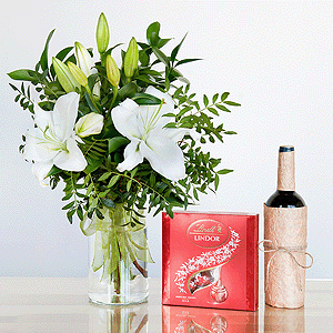 Gift set "Lilies, sweets and non-alcoholic wine" with delivery Yaroslavl