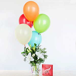 Gift set "Lilies, sweets and balloons" with delivery Yaroslavl