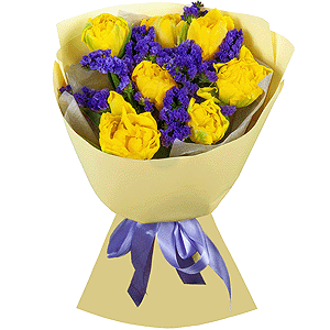 Yellow tulip - 9, Blue Statice, Wrapping Paper