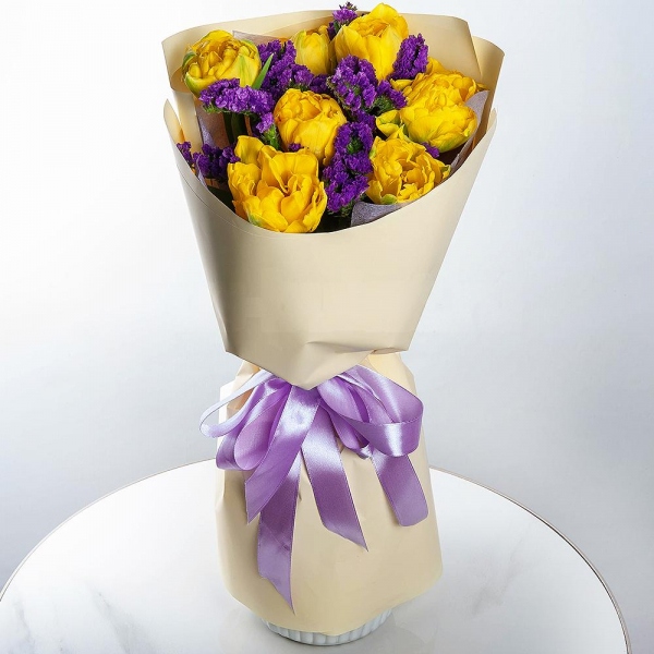 Yellow tulip - 9, Blue Statice, Wrapping Paper