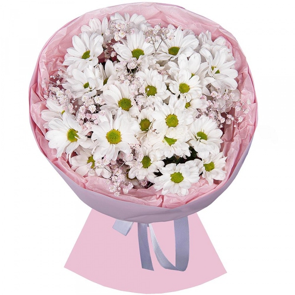 Baltica White Spray Chrysanthemum - 7, Gypsophila - 3, Wrapping Paper